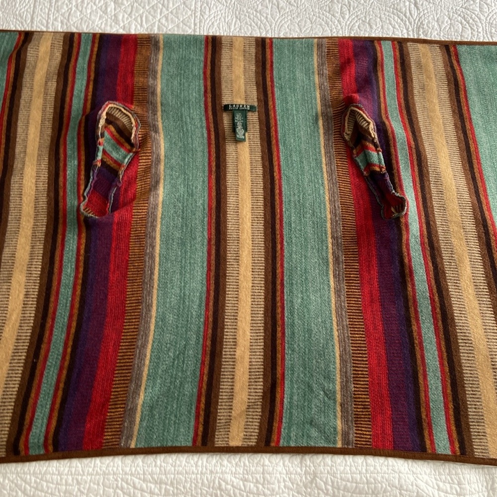 Ralph Lauren Serape Stripes Open Cardigan Waterfall Drapped Knit Wrap L to XL - Picture 7 of 15